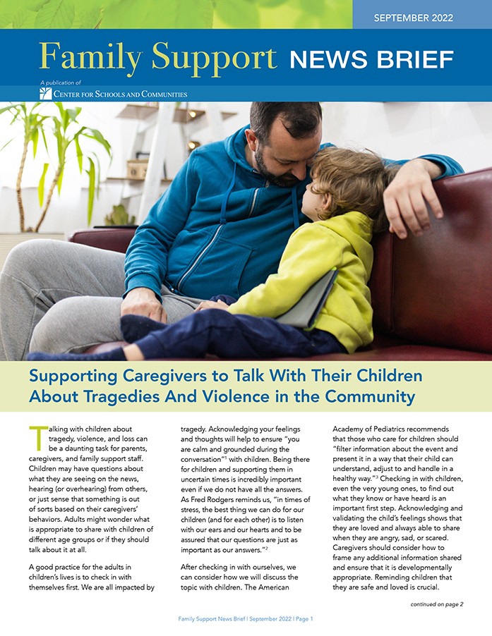 cover for September 2022 Family Support News Brief