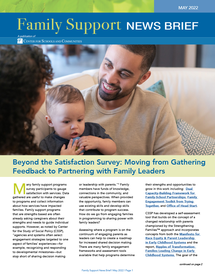cover for May 2022 Family Support News Brief