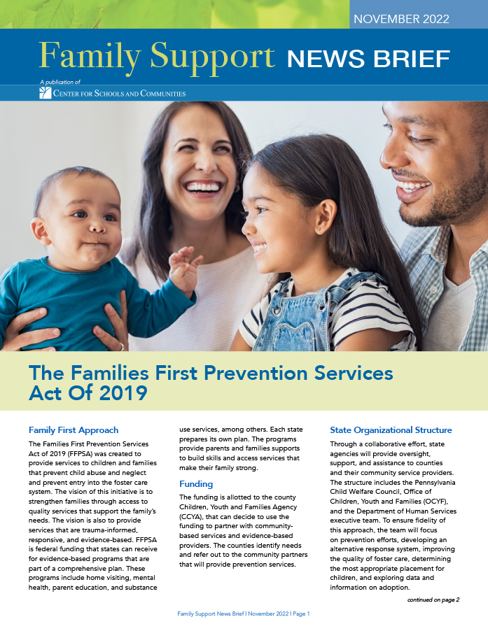 cover of November 2022 Family Support News Brief